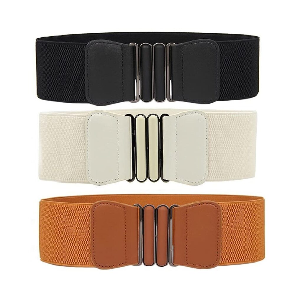 2417 3 Pack Women's Elastic Wide Stretchy Waist Cinch Belt Waistband